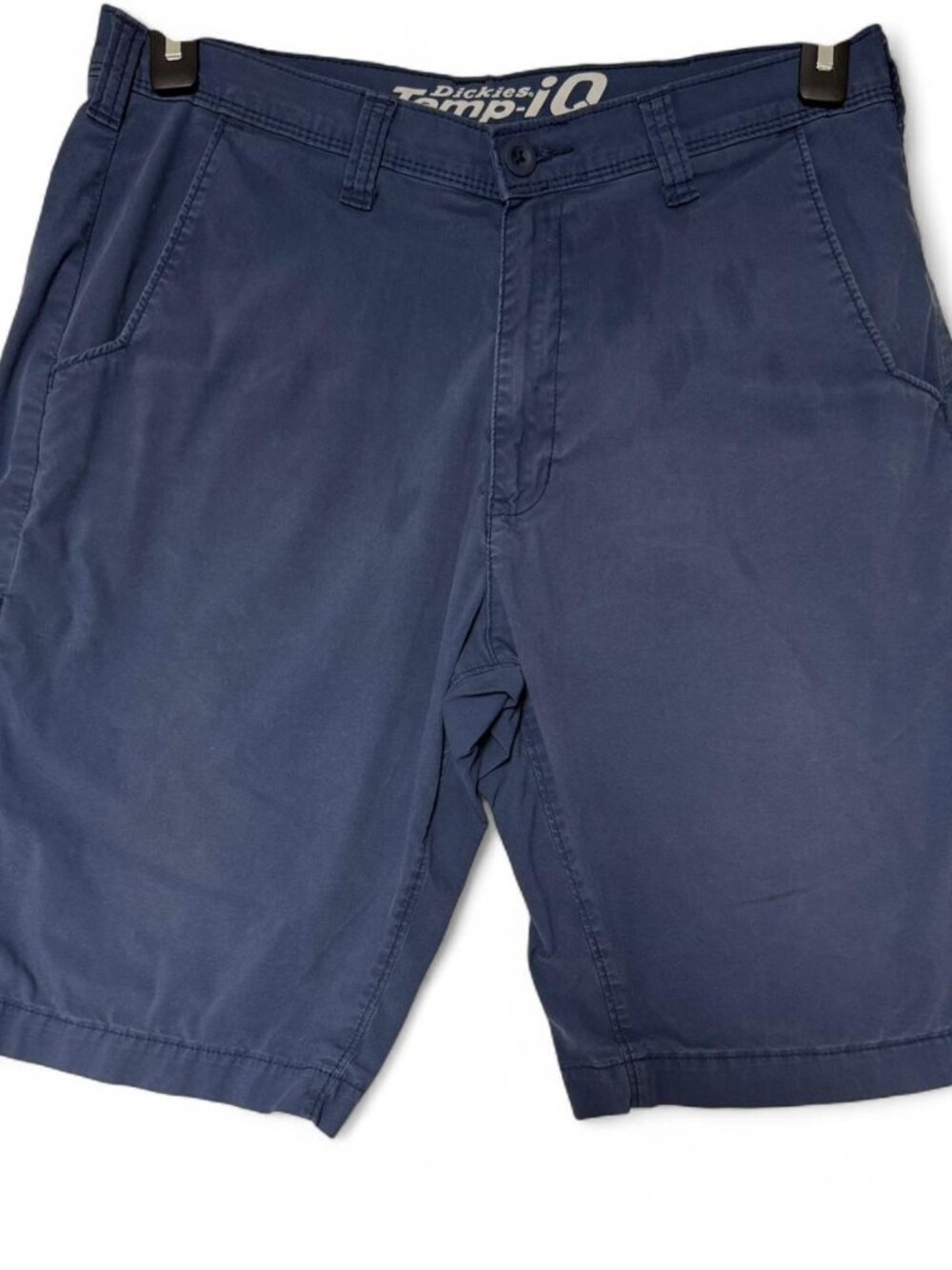 Dickies Temp IQ Shorts Mens Size 32 Blue Stretch Side Pocket Flat Front Chino